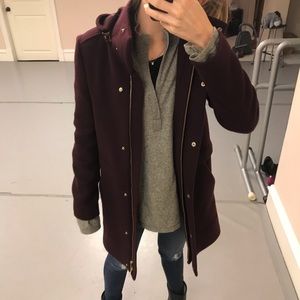 Massimo Dutti Burgundy Parka Style Coat